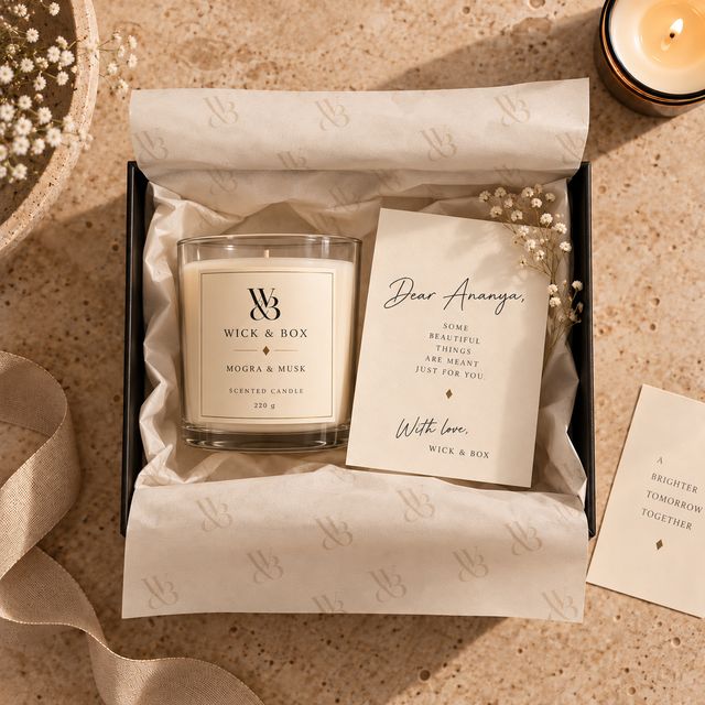 Candle and handwritten card